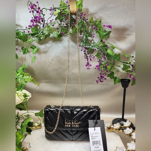 NWT Nicole Miller Black Quilted Crossbody Bag - Picture 2 of 12